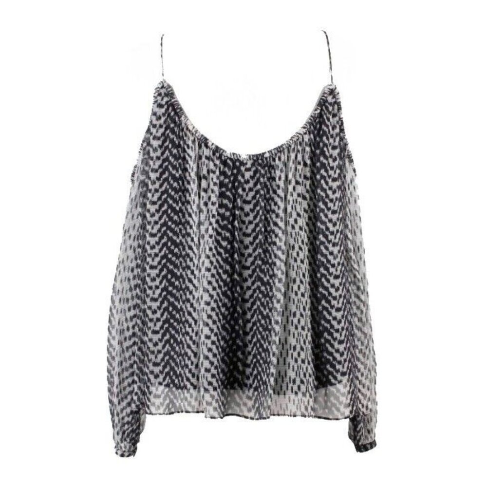 Elizabeth And James Sz XS Black Gray IKAT Lined Sheer Silk Woven Top